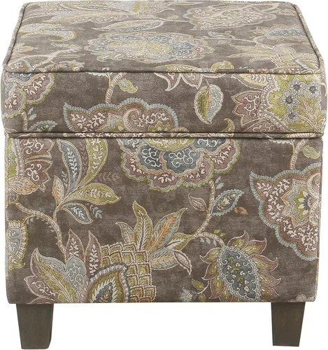 Vista 24 de HomePop Otomana Clásica Cuadrada de Almacenamiento con Tapa Desmontable Otomana con Almacenamiento para Sala de Estar y Dormitorio, Patrón de Negro