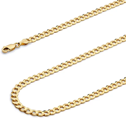 Vista 2 de The World Jewelry Center Collar de cadena cubana de oro macizo de 14 quilates, 0.15 pulgadas, 0.19 pulgadas, 0.118 pulgadas, 0.14 pulgadas, 0.138