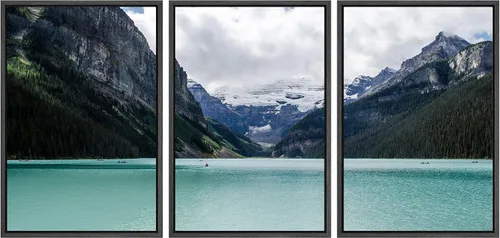 Vista 10 de SIGNWIN Lienzo enmarcado para pared, juego de decoración de guardería de bosques, niebla y niebla sobre bosque de montaña oscura, naturaleza, arte