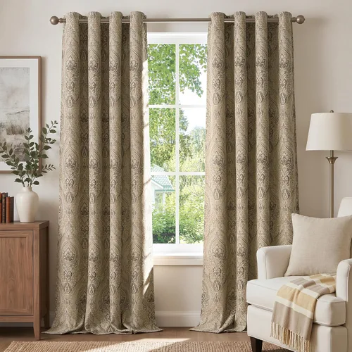 Vista 32 de jinchan Cortinas de lino texturizadas para oscurecer la sala de estar, 54 pulgadas de largo, cortinas de medallón para dormitorio, tratamientos