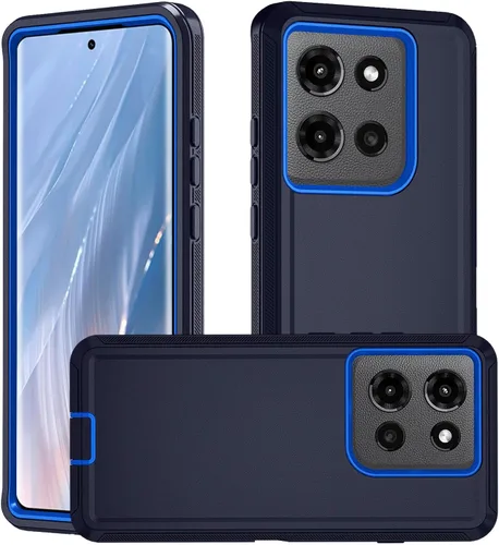 Vista 19 de Funda para Motorola Moto Edge 5G 2025, funda de teléfono resistente a prueba de golpes resistente protectora, 3 en 1 cubierta de parachoques (negro)