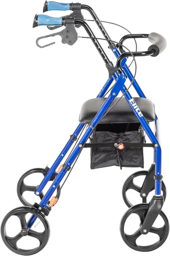 Vista 3 de Hugo Elite Andador con ruedas y asiento, 700-959E, Azul, 1, 1 El andador con ruedas cuenta con un cómodo asiento y cesta para almacenamiento