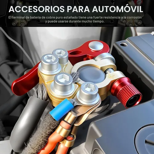 Vista 6 de SINGARO Conector de terminal de batería de automóvil, clip de terminal de liberación rápida de poste positivo y negativo de 4 vías, aplicable a