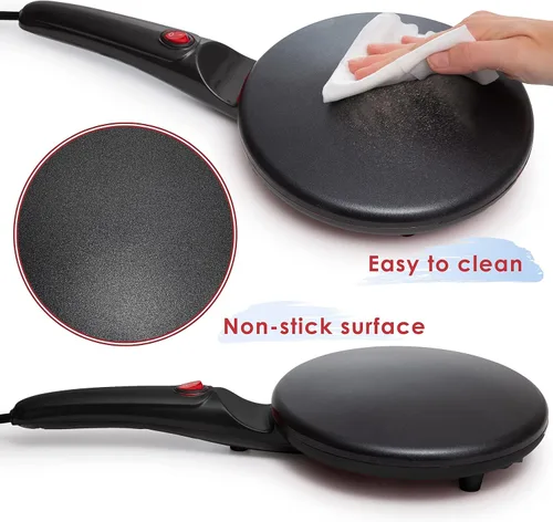 Vista 2 de Moss & Stone Fabricante eléctrico de crepas con apagado automático, fabricante de crepas portátil y placa de inmersión antiadherente, interruptor