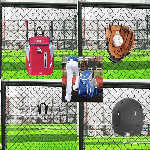 Vista 5 de AUXPhome Paquete de 2 perchas portátiles para bolsas de casco de béisbol, ganchos para cerca, soporte de almacenamiento para casco
