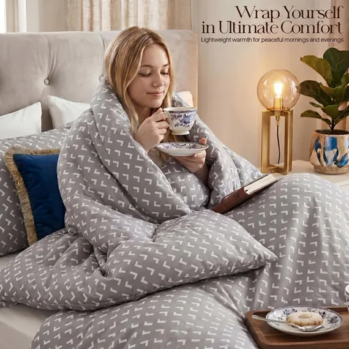 Vista 5 de Utopia Bedding - Juego de edredón individual de 2 piezas con estampado de flechas blancas de tamaño individual, juego de ropa de cama suave