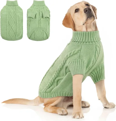 Vista 36 de Queenmore - Suéter de punto trenzado con cuello alto para perros pequeños, para climas fríos, para chihuahua, bulldog, teckel, carlino y yorkie, XS