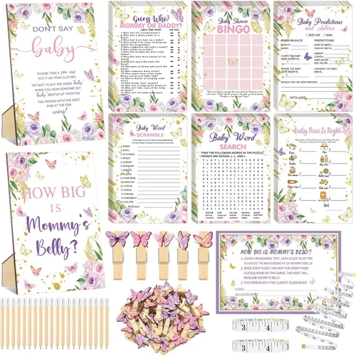 Vista 17 de Funnymoom Set de 426 piezas de juegos de baby shower de Halloween, 8 juegos, incluye bingo de baby shower, el precio correcto, adivina quién