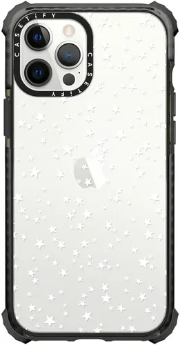 Vista 8 de CASETiFY Funda Ultra Impact para iPhone 12 Pro Max - Adhesivo Aries Moross, color negro transparente