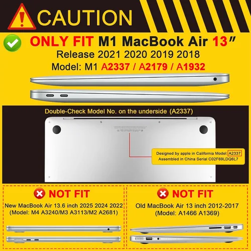 Vista 2 de MEEgoodo Funda para MacBook Air de 13 pulgadas 2021 2020 2019 2018 lanzada A2337 M1 A2179 A1932 con Touch ID, carcasa rígida de plástico y cubierta