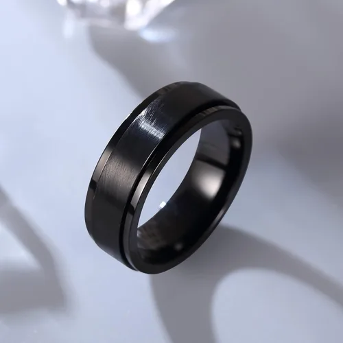 Vista 2 de Anillo giratorio giratorio de acero inoxidable 316L de 0.316 pulgadas para hombres y mujeres, cadena para aliviar la ansiedad, llave griega, runas
