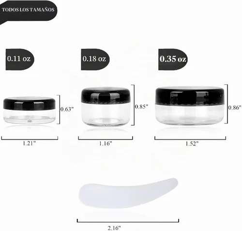 Vista 2 de 50 piezas de 5 gramos de envases de muestra, tarros vacíos de 5 ml con tapas, pequeños envases cosméticos, tarros de muestra mini con 4 piezas