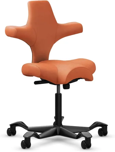 Vista 28 de HAG Capisco Sit to Stand - Silla de pie con marco negro, tapizada de ónix negro con anillo para el pie Negro Onyx