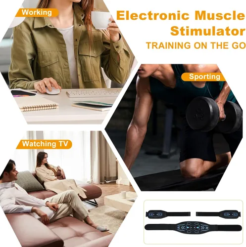 Vista 5 de Estimulador Muscular Electrónico - Equipo de Entrenamiento Físico para Hombres y Mujeres, Estimulador Abdominal Electrónico de 8 Modos