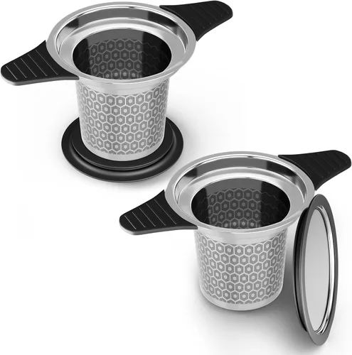 Vista 11 de Reinmoson Coladores y Filtros Grandes para Té Suelto de Una Taza, Infusores de Té de Malla Extra Fina de Acero Inoxidable 304 y Silicona de Grado