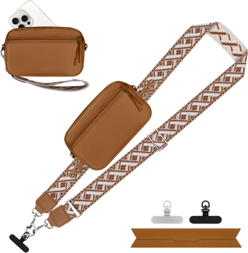 Vista 12 de YFWE Correa de clip and go para teléfono con cartera cruzada, cordón ajustable para teléfono con cartera RFID desmontable, correa universal