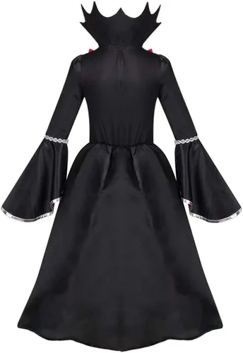 Vista 2 de yolsun Disfraz de vampiro para niñas, disfraz de reina medieval noble de Halloween