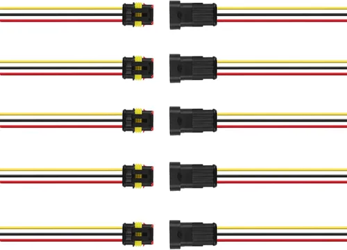 Vista 2 de Kit de conectores eléctricos automotrices 3 pines impermeables conectores de cables eléctricos conectores de terminales de batería, enchufe de cable