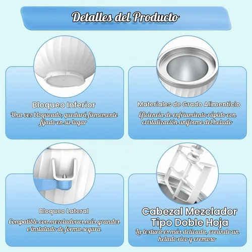 Vista 3 de Accesorio para máquina de helados de 2 cuartos para batidoras KitchenAid, se adapta a 4.5 cuartos de galón, 5 cuartos de galón/6 cuartos de galón