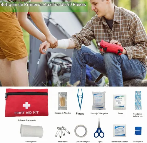 Vista 3 de HolaKit Kit de emergencia para automóvil, kit de carretera de 55 piezas con cables de puente, kit de primeros auxilios, martillo de seguridad