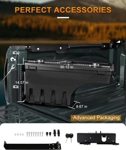 Vista 5 de ROADFAR Caja de almacenamiento de caja de almacenamiento de caja de camión del lado derecho del pasajero para Ford para F-150 1997-2014 Tapa