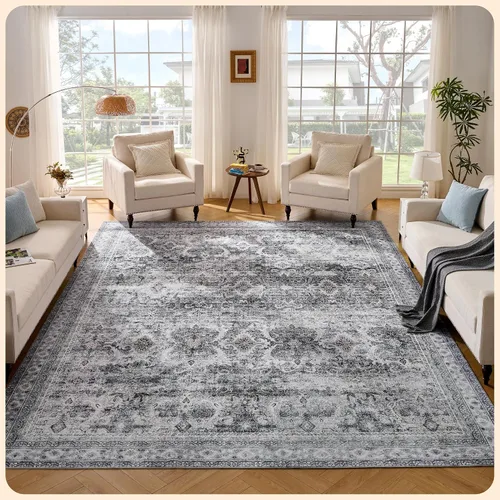 Vista 149 de Istana Alfombra larga antideslizante de 2.5 x 8 para el hogar, para pasillo y cocina, lavable, sedosa y suave al tacto, elegante, color azul y marfil