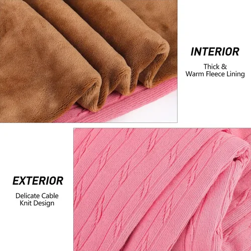 Vista 4 de Resinta 1 par de leggings de algodón para niñas, cálidos, gruesos, térmicos, de terciopelo de punto trenzado, 1 par