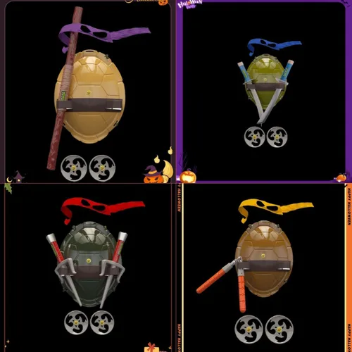 Vista 5 de Armas de juguete ninja, disfraz de concha de tortuga para niños, juego de rol para niños, disfraz de armas ninja para fiestas de niños