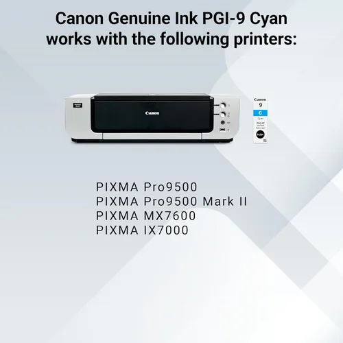 Vista 5 de Canon Depósito de tinta cian original PGI-9, compatible con impresoras Pro9500, Pro9500 Mark II, MX7600 e IX7000
