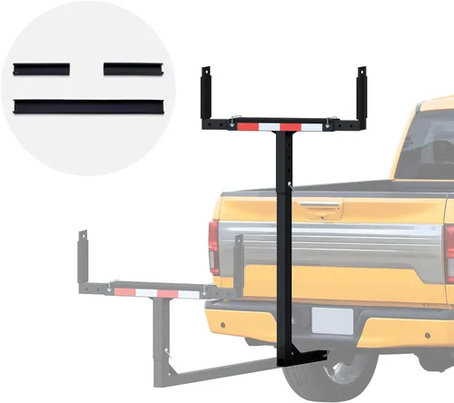 Vista 9 de Extensor de caja de camioneta, diseño 2 en 1 plegable, capacidad de carga de 800lbs, Extensor de enganche para plataforma de camioneta para kayak