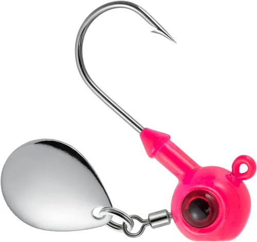 Vista 12 de Dr.Fish 10 Pack Cabezas de Jig Underspin Señuelos de Natación de Agua Dulce Bola Jig Anzuelos de Pesca de Lubina y Lucioperca Hoja de Colorado