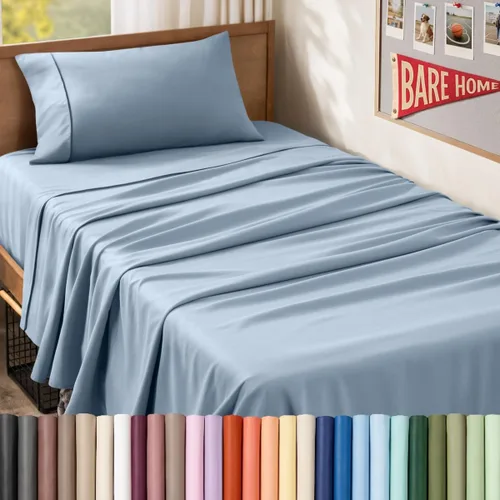 Vista 118 de Bare Home Juego de Sábanas Twin - Sábanas de Cama de Microfibra Ultra-Suave 1800 - Doble Cepillado - Bolsillos Profundos - Ajuste Fácil - Extra