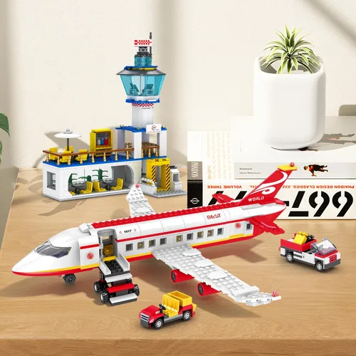 Vista 3 de Juego de construcción de avión de pasajeros de ciudad de 880 piezas