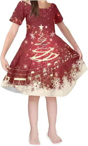 Vista 27 de SEANATIVE Vestido de manga corta para niñas de 3 a 14 años Black Bow Ghost