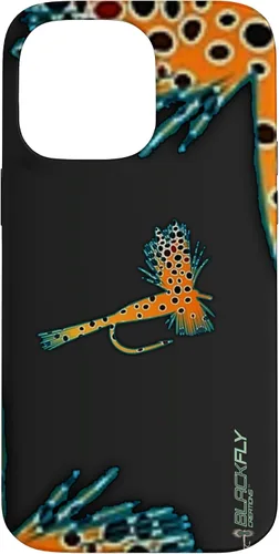 Vista 21 de Funda para iPhone 16 con mosca y pesca con moscas secas de piel de trucha por Black Fly Case