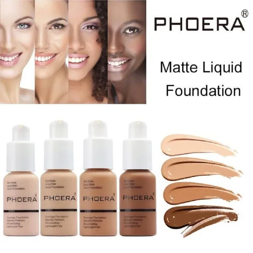 Vista 3 de PHOERA - Base de maquillaje líquida mate suave y impecable para mujeres. (porcelana #101)