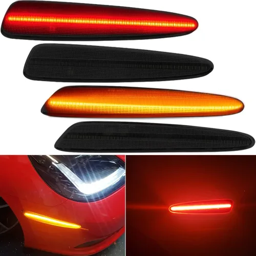 Vista 8 de 4 piezas de lentes transparentes ámbar/rojas delanteras traseras LED Kits de luces laterales para Chevy Corvette C6 2005 2006 2007 2008 2009 2010