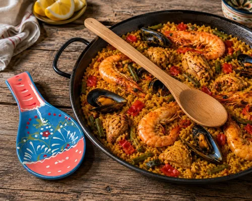 Vista 4 de Garcima Paella de acero esmaltado de 18 pulgadas, 18.1 in