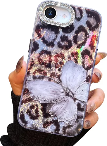 Vista 138 de I-MGAE-IN-AR Funda compacta para iPhone 11, diseño de mariposa, marco de protección de lente de cámara con diamante 3D, bonitas fundas protectoras