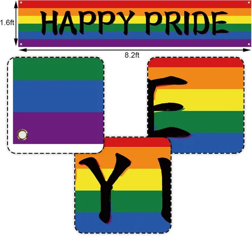 Vista 3 de Nepnuser Cartel de Feliz Orgullo al aire libre del mes del orgullo LGBTQ + cartel de decoración de jardín para patio delantero