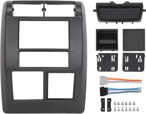 Vista 8 de HECASA Bisel de radio de tablero doble DIN compatible con Jeep Wrangler TJ Radio estéreo 1997-2002 panel central de bisel de tablero