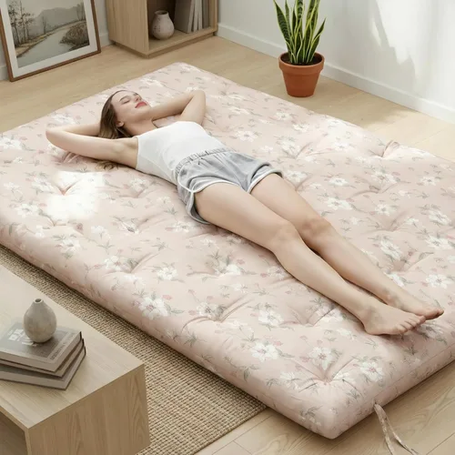 Vista 19 de Syrinx Colchón de Futón de Suelo Japonés Tamaño Individual 75"x39", Cama de Suelo Perezosa Plegable Engrosada para Adultos, Tumbona Enrollable