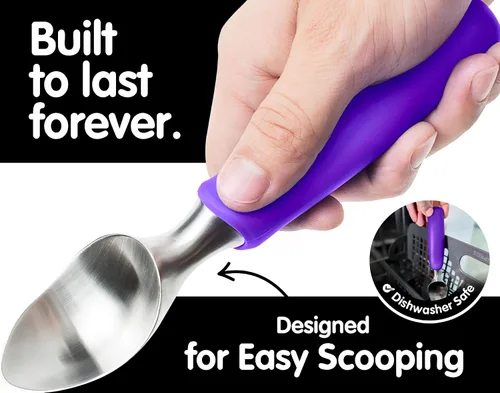 Vista 3 de SUMO - Cuchara para helado de acero inoxidable con mango ergonómico - Cuchara resistente y apta para lavavajillas para servir helados de manera