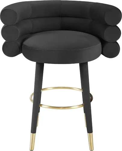 Vista 3 de Tov Furniture Betty - Taburete tapizado de terciopelo con patas de punta dorada (negro)