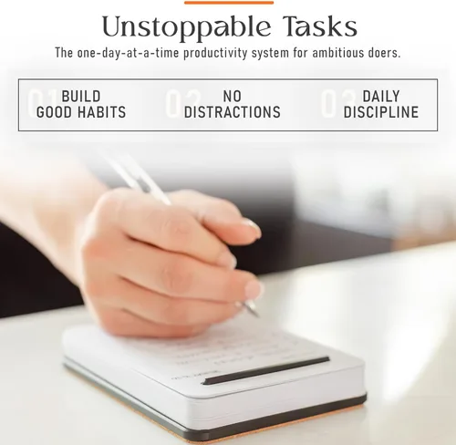 Vista 4 de Tareas Imparables – 31 Tarjetas de Tareas Pendientes Diarias en Blanco con Soporte para Tarjetas de Escritorio de Aluminio, Tarjetas de Tareas