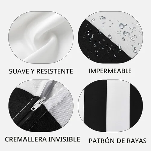 Vista 3 de WESTERN HOME WH - Juego de 2 fundas decorativas de cojín para exterior, a rayas, impermeables, de poliéster, para jardín, casa de campo moderna