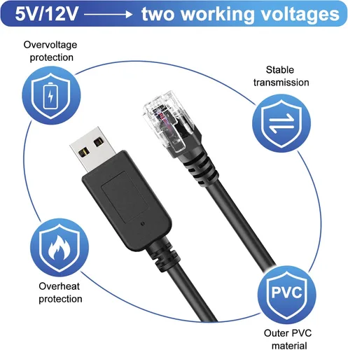 Vista 5 de SDSACZMU Cable detector de radar, cable USB a RJ11, línea de alimentación de repuesto para detector de radar, para Uniden Escort Beltronics detector