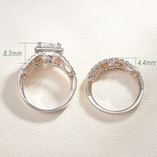 Vista 6 de Wuziwen Anillo de compromiso de 4 quilates para mujer, plata de ley, circonita cúbica, anillo de boda
