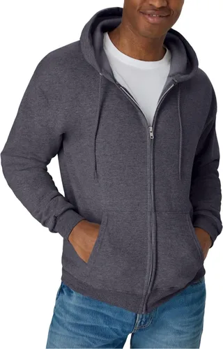 Vista 10 de Hanes Ecosmart - Sudadera con capucha y cremallera completa para hombre Ceniza