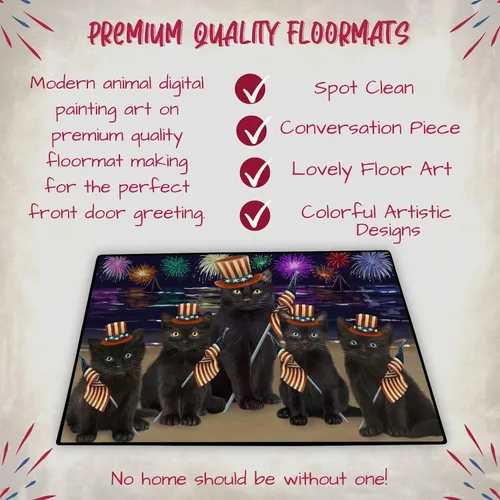 Vista 5 de Doggie of the Day Black Cats Floor Mat - 4th of July Independence Day - Best Dog Doormat - Protector Decor - Unique Portrait Art - Premium Quality